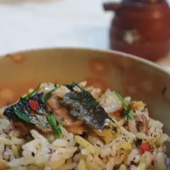 秋刀魚と貝割れ大根の混ぜご飯