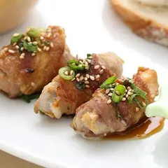 里芋の豚肉巻き甘辛生姜焼き