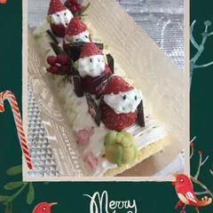 苺のロールケーキ   クリスマス風