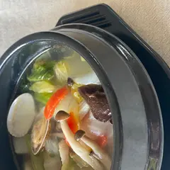 刀削麺風具沢山の白湯スープ