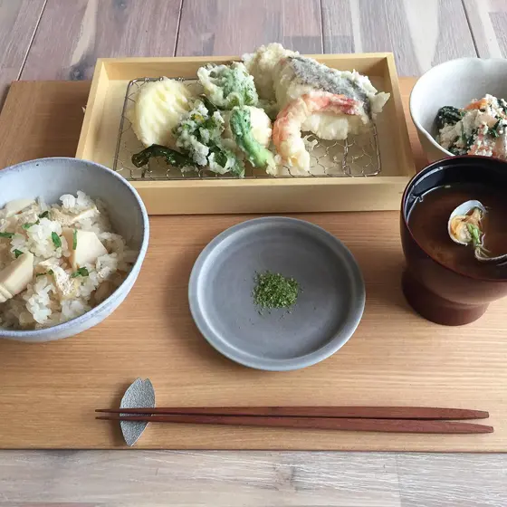 天ぷら盛り合わせ & 筍とご飯 春和食レッスン