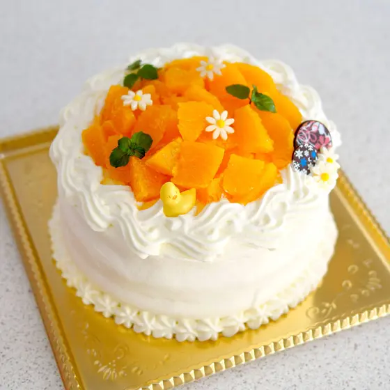 フレッシュオレンジのデコレーションケーキ