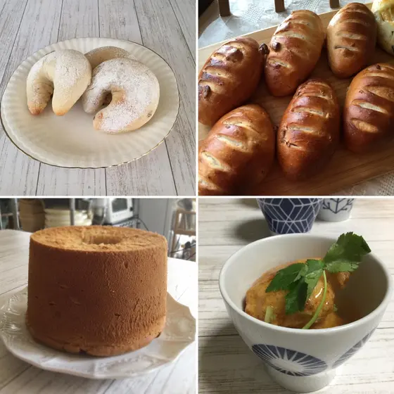 レーズン酵母パン2種と苺酵母シフォンケーキ