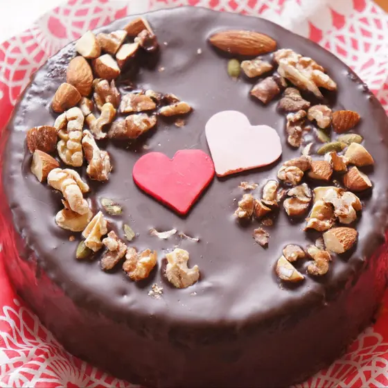 1月1dayレッスン製菓はナッツとチョコケーキです。