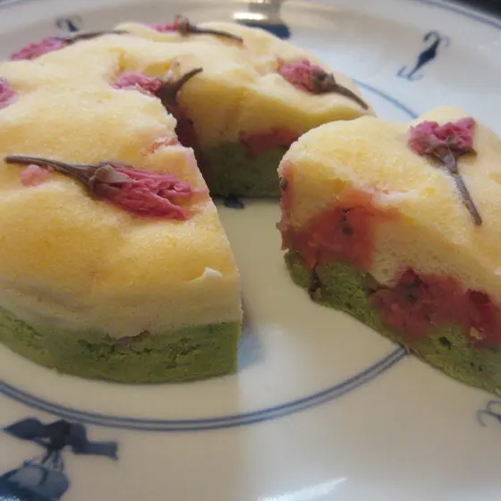 3月の和菓子は桜の浮島ケーキです