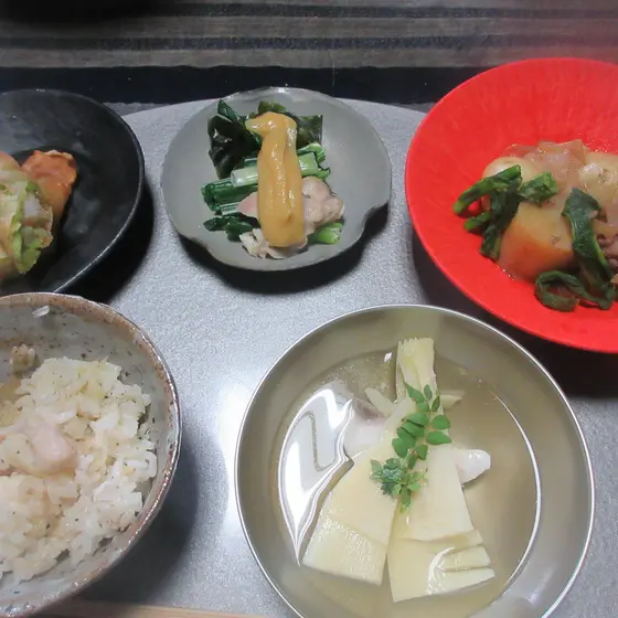 4月の和食は新物野菜で　新玉ねぎやしんじゃがでごちそうを