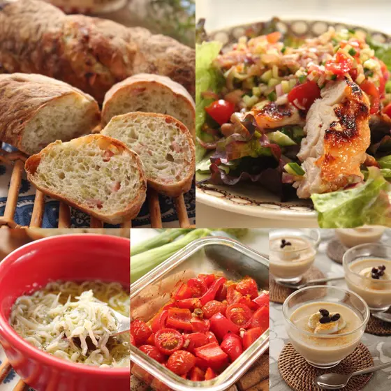 生海苔とベーコンのパン＆夏野菜料理