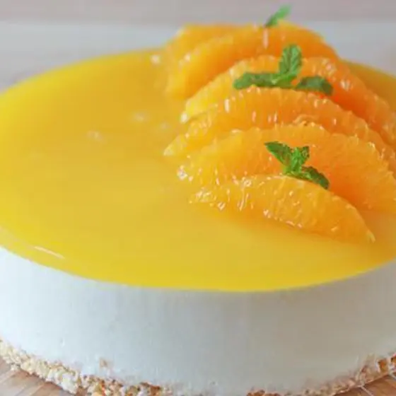 オレンジのレアチーズケーキ