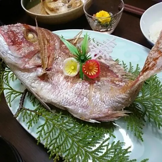 巻き寿司&鯛の塩釜焼き