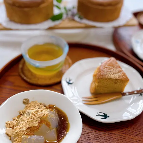 ノングルテン　きな粉ケーキとわらび餅