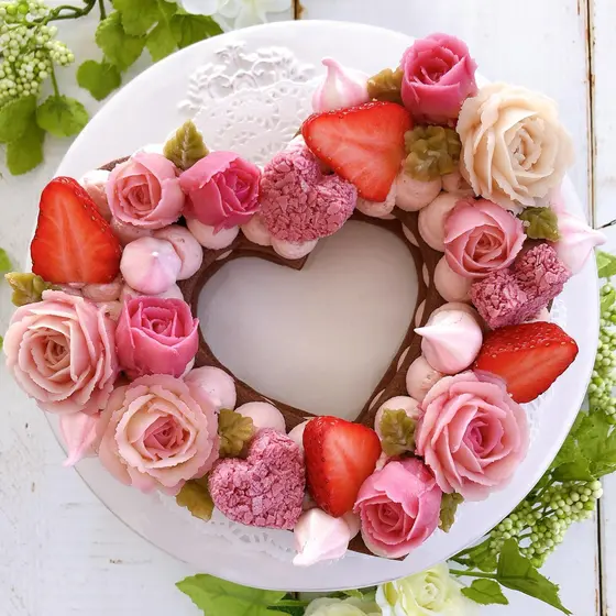 お花も食べられる♡バレンタインナンバーケーキ♡レッスン