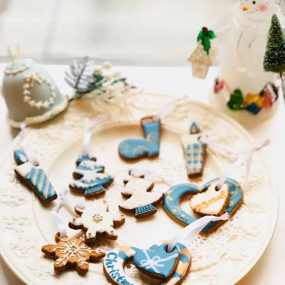 ブルー×ホワイトなクリスマスオーナメントクッキー