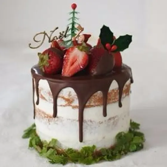 苺とチョコのネイキッドケーキ