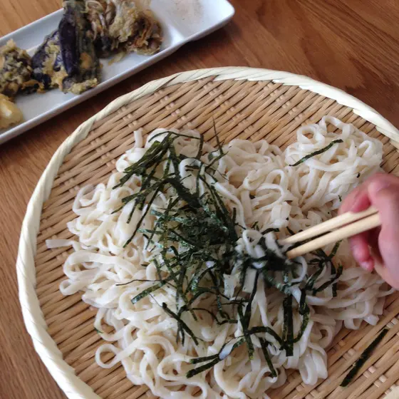 天ぷら、手打ちうどん、出汁の取り方