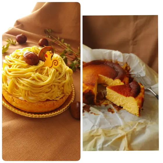 バスクチーズケーキ＆和栗のモンブランパイ
