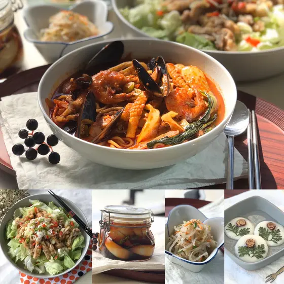 韓国中華 海鮮チャンポン、ユリンギ、ジャンアチ、ファジョン