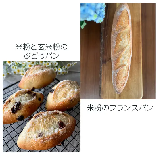 《2種》米粉のレーズンパン＆米粉のフランスパン