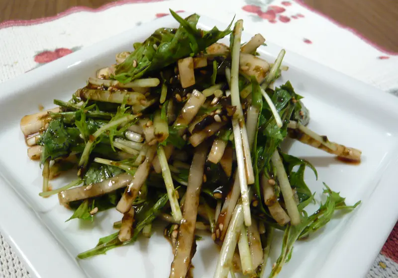 水菜とダイコンの海苔和えサラダ
